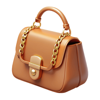 impressive abstract Leather handbag with gold chain, genuine png