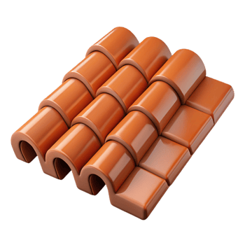 impressive rustic Roof tile, clay, terracotta, 4K png