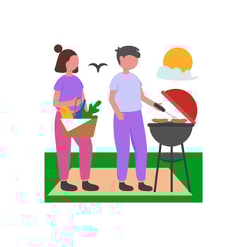 Outdoor Meal with Family Friends vector