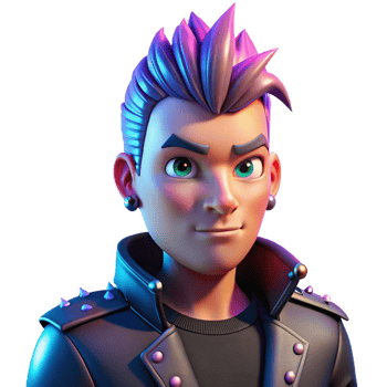 impressive abstract Portrait of a person with a mohawk hairstyle and studded leather jacket, lit by harsh, neon lighting, punk rock style high quality png