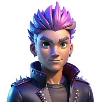 magnificent artistic Portrait of a person with a mohawk hairstyle and studded leather jacket, lit by harsh, neon lighting, punk rock style professional png