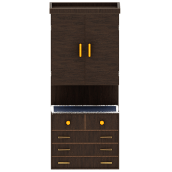 3d render dark wood cabinet with transparent background png