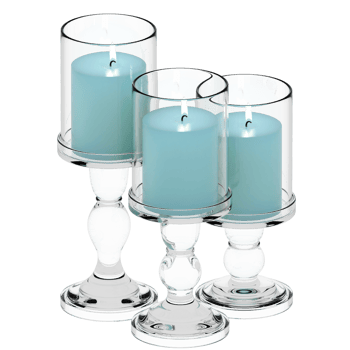 3d render glass candle holder with transparent background png