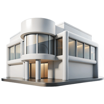 serene contemporary Modern art museum, minimalist design, white walls and large windows, bright natural light, architectural photography style, professional png