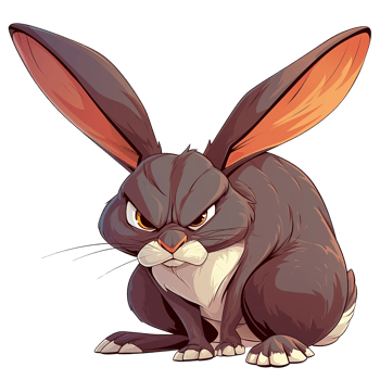 An angry looking brown rabbit with large and pointed ears png