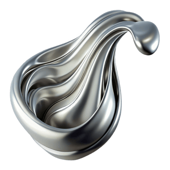 wonderful modern A cascade of flowing, liquid metal, in shades of silver and chrome, reflecting the surrounding light. Fluid, dynamic style, high-contrast lighting 4K png