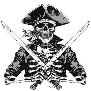 A Skeletal Pirate Wearing Hat Holding Two Crossed Swords png