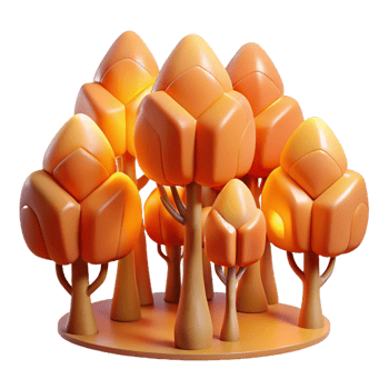 vibrant traditional A field of stylized, geometric trees, with branches made of light, in shades of warm, autumnal colors. Art Deco style, warm, inviting lighting premium png