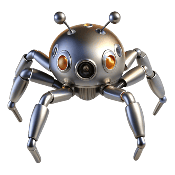 extraordinary rustic Robotic spider, metallic legs, multiple eyes premium png