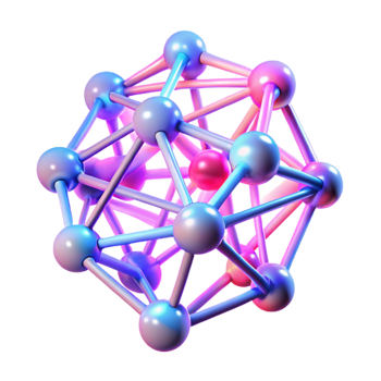 elegant abstract A web of interconnected, glowing lines, forming a complex DNA strand pattern, in shades of pink and blue. Scientific, bio-organic style, vibrant, glowing lighting high resolution png