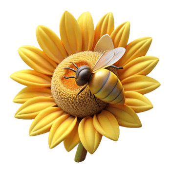 serene modern A close-up of a bee collecting pollen from a bright yellow sunflower, warm afternoon light, macro photography style original png