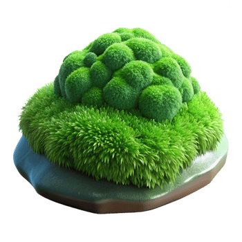 elegant abstract A patch of vibrant green moss on a rock, dappled forest light, macro photography style original png