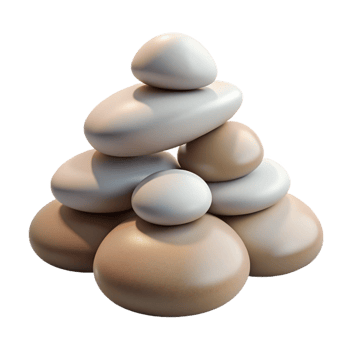 vibrant classic A group of pebbles arranged in a zen garden pattern, soft diffused light, minimalist style high resolution png