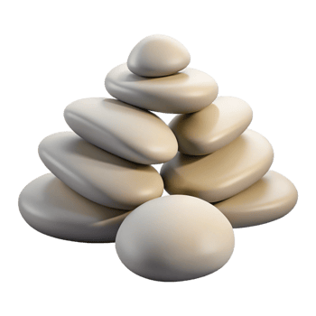 serene vintage A group of pebbles arranged in a zen garden pattern, soft diffused light, minimalist style authentic png
