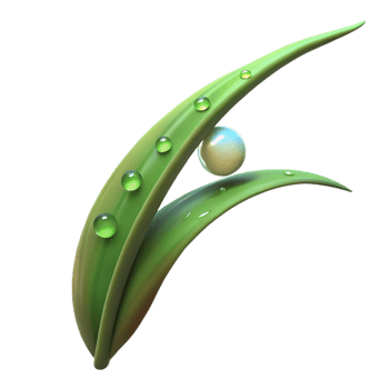 serene contemporary A single blade of grass with dew drops, morning sunlight, macro photography style detailed png