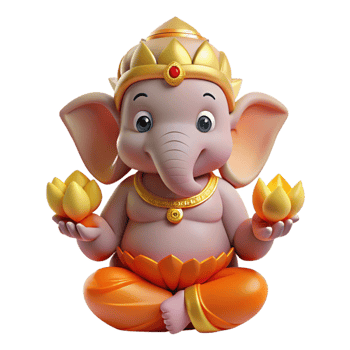 serene minimalist A wise Ganesha, elephant-headed god, holding a lotus flower, serene lighting, Hindu mythology style high resolution png