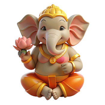 dramatic traditional A wise Ganesha, elephant-headed god, holding a lotus flower, serene lighting, Hindu mythology style authentic png