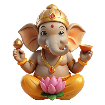magnificent rustic A wise Ganesha, elephant-headed god, holding a lotus flower, serene lighting, Hindu mythology style professional png