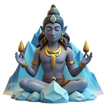 wonderful vintage A powerful Shiva, god of destruction, meditating in the Himalayas, dramatic mountain lighting, Hindu mythology style genuine png