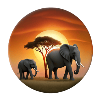 extraordinary minimalist A family of elephants walking across the savanna at sunset, silhouetted against the fiery sky, depicted in a minimalist, silhouette style premium png