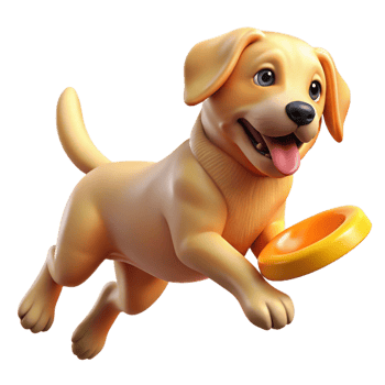 dramatic traditional A playful golden retriever puppy catching a frisbee in mid-air, vibrant colors, action photography style authentic png