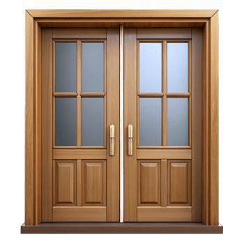 magnificent artistic Front door, double, wood, glass panels, genuine png