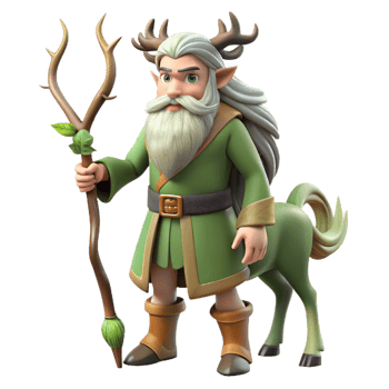 serene traditional A wise old centaur with a long flowing beard and a bow and arrow, stands guard in a mystical forest. Soft, dappled sunlight. Mythological fantasy art style genuine png