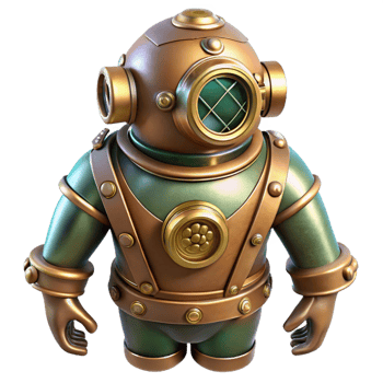 vibrant abstract vibrant vintage A Steampunk Diving Suit Intricate Brass exclusive detailed png