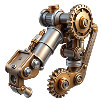 extraordinary vintage A steampunk robotic arm, intricate gears and pistons, powerful, metallic lighting, cyberpunk style exclusive png