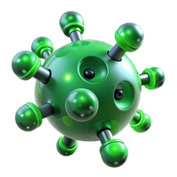 serene creative Medical nanobots, microscopic, glowing green genuine png