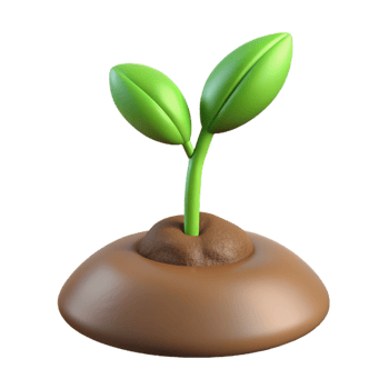 vibrant rustic A sprouting seedling pushing through the soil, delicate green leaves, soft earth tones, macro photography original png