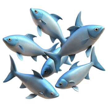 beautiful classic A school of fish swimming in unison, dynamic movement, underwater scene, realistic rendering detailed png