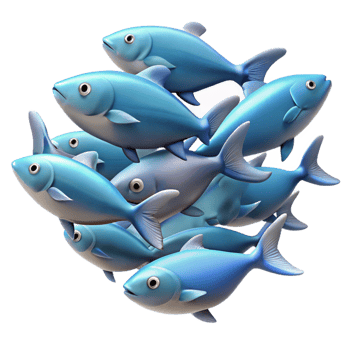 magnificent traditional A school of fish swimming in unison, dynamic movement, underwater scene, realistic rendering genuine png
