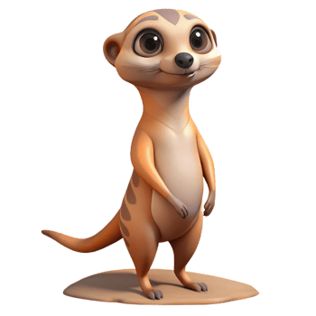 beautiful vintage A curious meerkat standing on its hind legs, scanning the desert landscape, cartoon style premium png