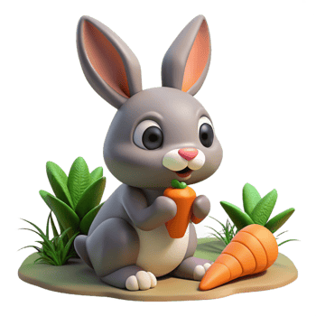 vibrant creative A curious rabbit nibbling on a carrot, garden setting, soft focus, photography style professional png
