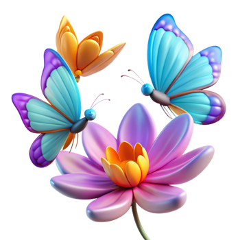 dramatic creative A group of butterflies fluttering around a flower, vibrant colors, soft focus, photography style original png