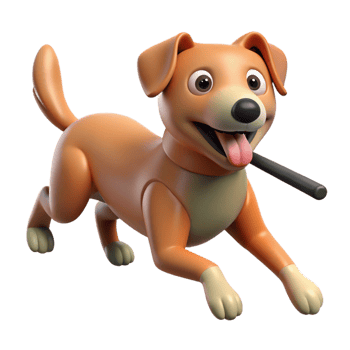dramatic rustic A playful dog fetching a stick, park setting, bright daylight, photography style authentic png