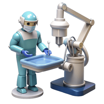 stunning classic A robotic surgeon performing a delicate operation, sterile environment, bright surgical lighting detailed png