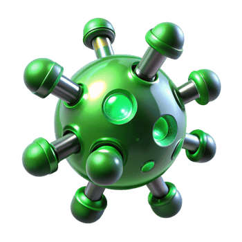 elegant abstract Medical nanobots, microscopic, glowing green detailed png