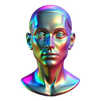 serene modern A holographic projection of a human face, glitching and distorting. Glitch art style, vibrant lighting 4K png