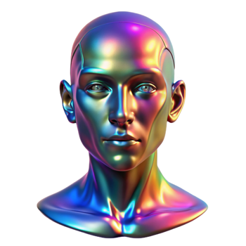 serene rustic A holographic projection of a human face, glitching and distorting. Glitch art style, vibrant lighting high quality png