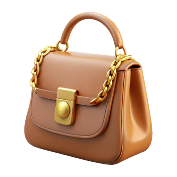 dramatic modern Leather handbag with gold chain, high resolution png