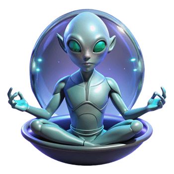vibrant classic A humanoid alien with shimmering scales, meditating in a zero-gravity chamber. Fantasy sci-fi style, ethereal lighting 4K png