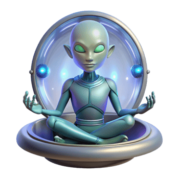 beautiful rustic A humanoid alien with shimmering scales, meditating in a zero-gravity chamber. Fantasy sci-fi style, ethereal lighting 4K png