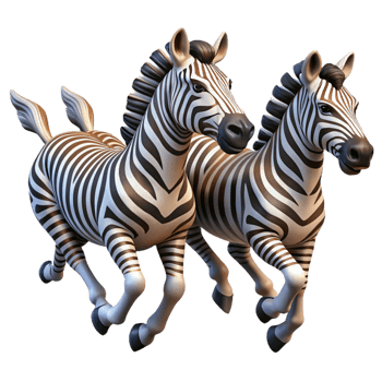 serene artistic A herd of zebras galloping across the African savanna, their stripes creating a dazzling pattern, in a dynamic, realistic style detailed png