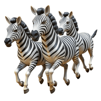 magnificent artistic A herd of zebras galloping across the African savanna, their stripes creating a dazzling pattern, in a dynamic, realistic style 4K png