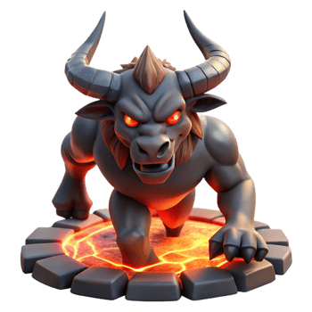 impressive abstract A fierce Minotaur with glowing red eyes, charging through a labyrinth of obsidian, dramatic backlighting, dark fantasy art style detailed png