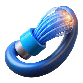 stunning classic Fiber optic cable glowing blue genuine png