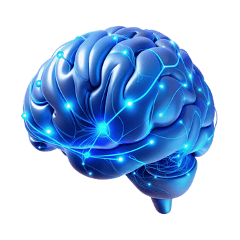 extraordinary rustic A holographic projection of a human brain, intricate neural pathways illuminated with electric blue light, rendered in a futuristic, minimalist style original png