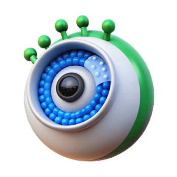 beautiful artistic A biomechanical eye gazing intently at a binary code stream, green and blue highlights, hyperrealistic style detailed png